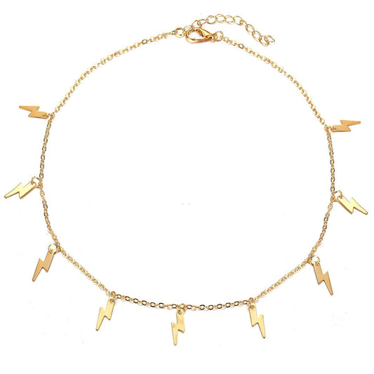 Lighting Bolt Necklace  18K Gold Plated Necklace