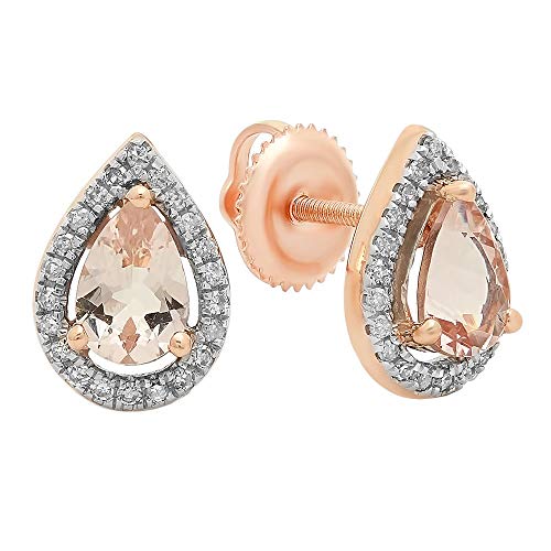 Morganite Gemstone Teardrop Earrings