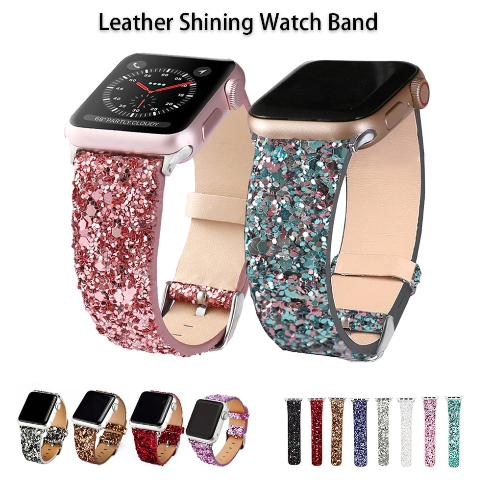 Leather Sparkling Band for Apple Watch