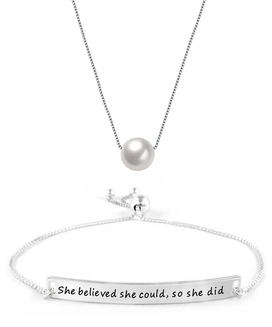 Solid Sterling SILVER Fresh Water Pearl Bracelet and Necklace Set