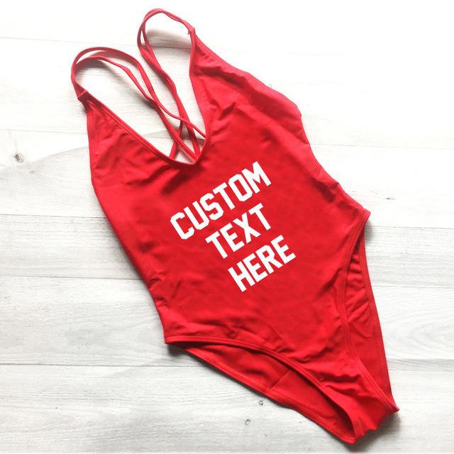 Custom Letter Print Swimsuit