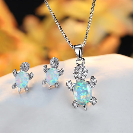 Sea Turtle Necklace and Earrings Set