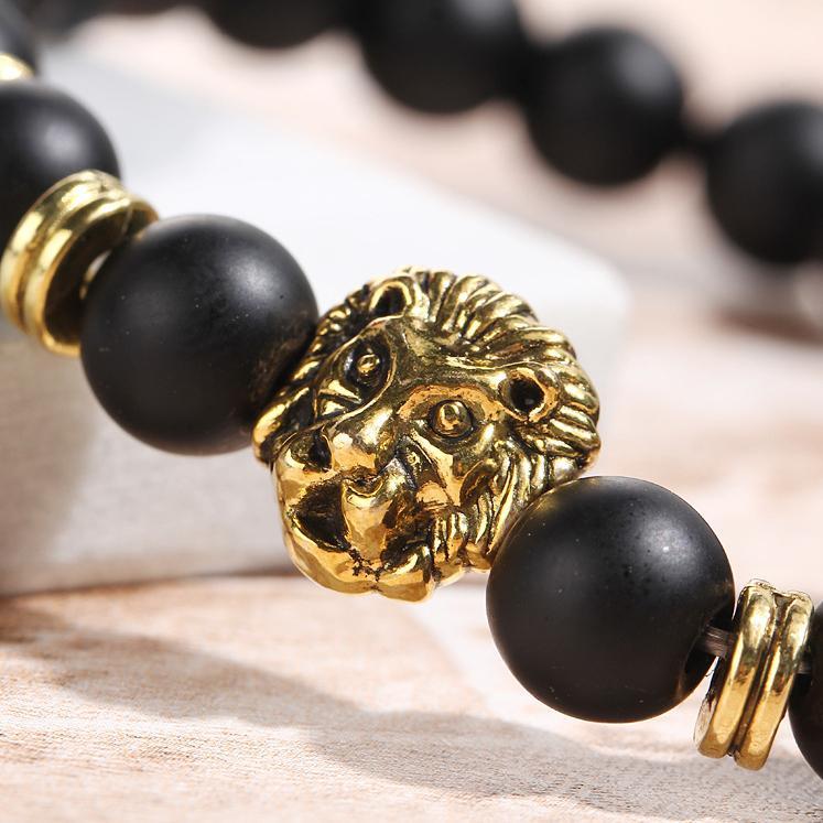 Black Lion Head 18K Gold Plated Bracelet