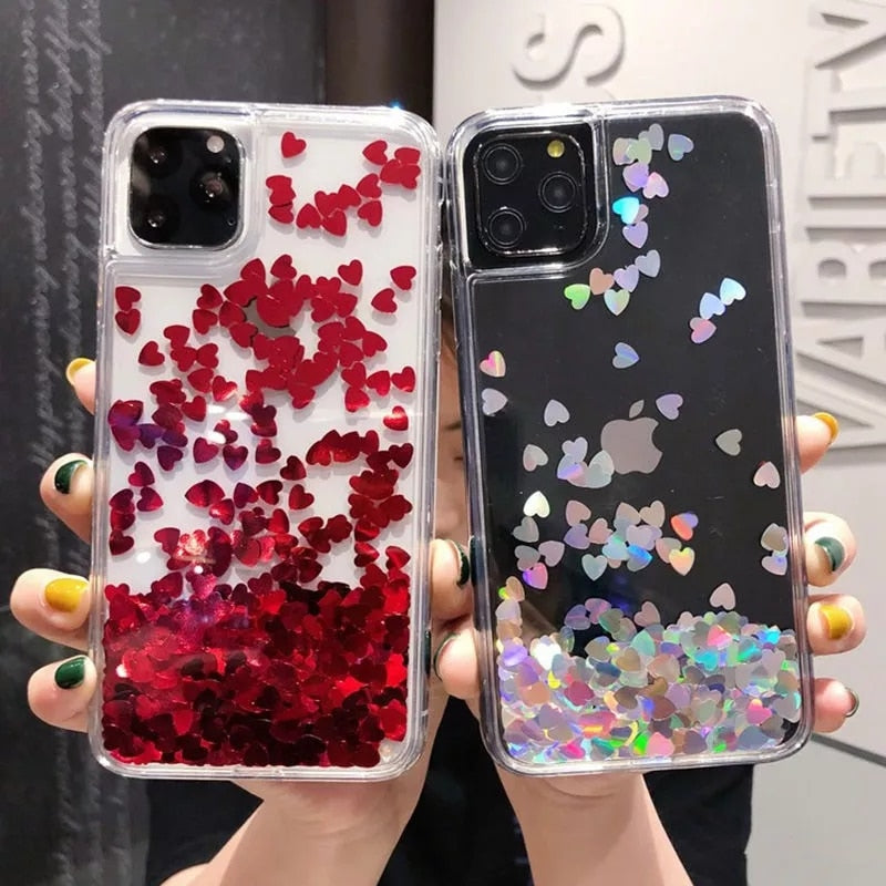 Glitter Heart Sequins Phone Case