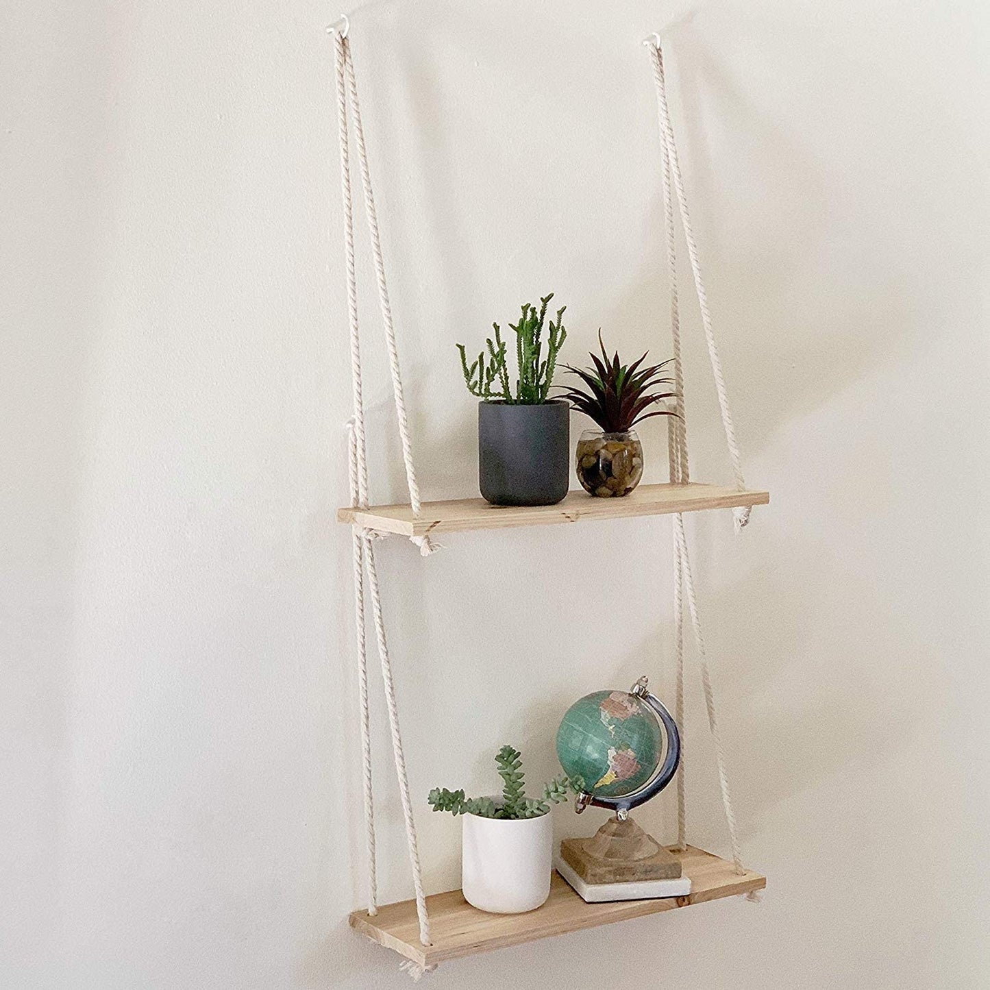 Wooden Rope Swing Wall Hanging Shelf