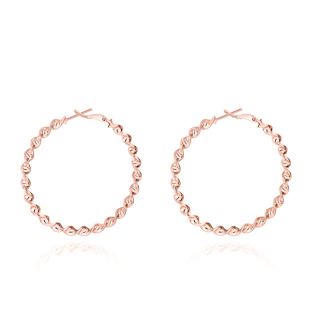 18K Rose Gold Plated Twisted Hoop