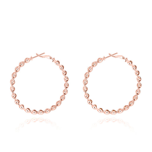 18K Rose Gold Plated Twisted Hoop