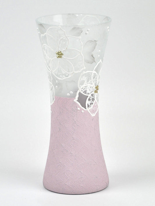 Pink Floral Glass Vase