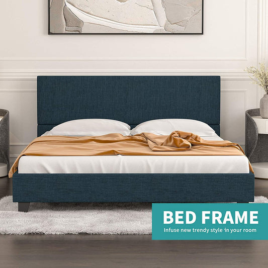 Upholstered Linen Platform Bed Frame