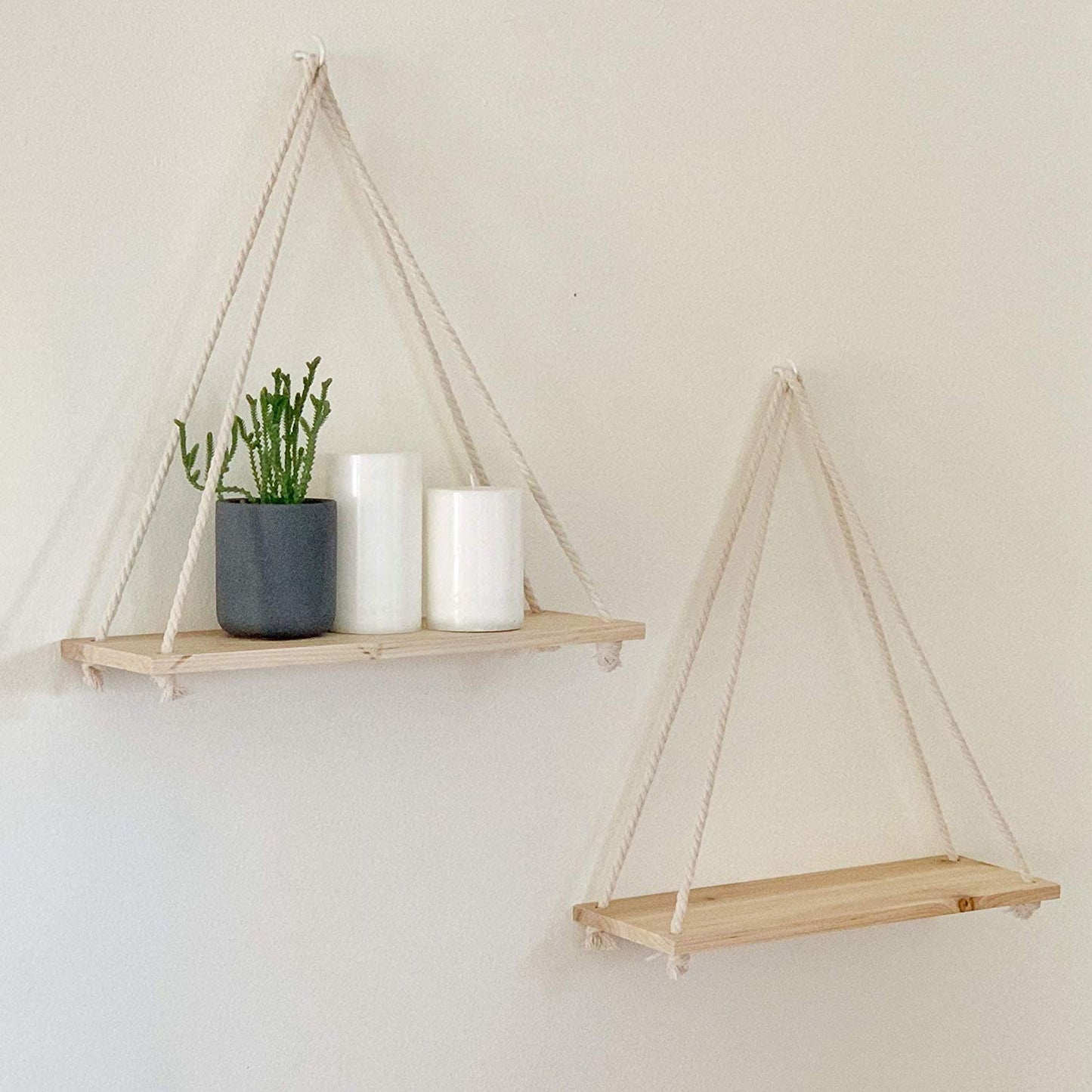 Wooden Rope Swing Wall Hanging Shelf