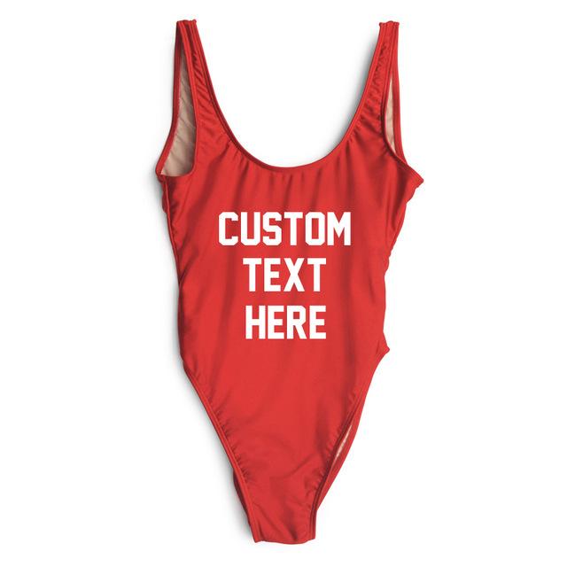 Custom Letter Print Swimsuit