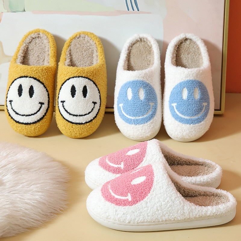 Smile Face  Faux Fur Slippers