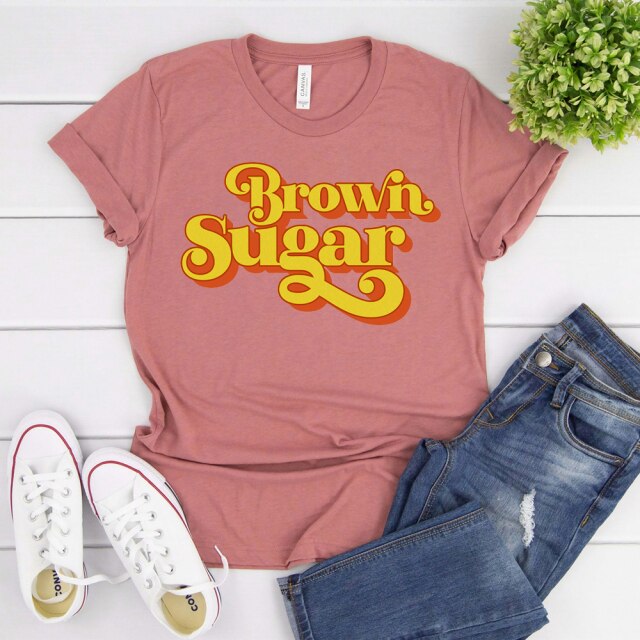 Women’s Brown Sugar Melanin Black Queen Shirt BLM Tees Vintage