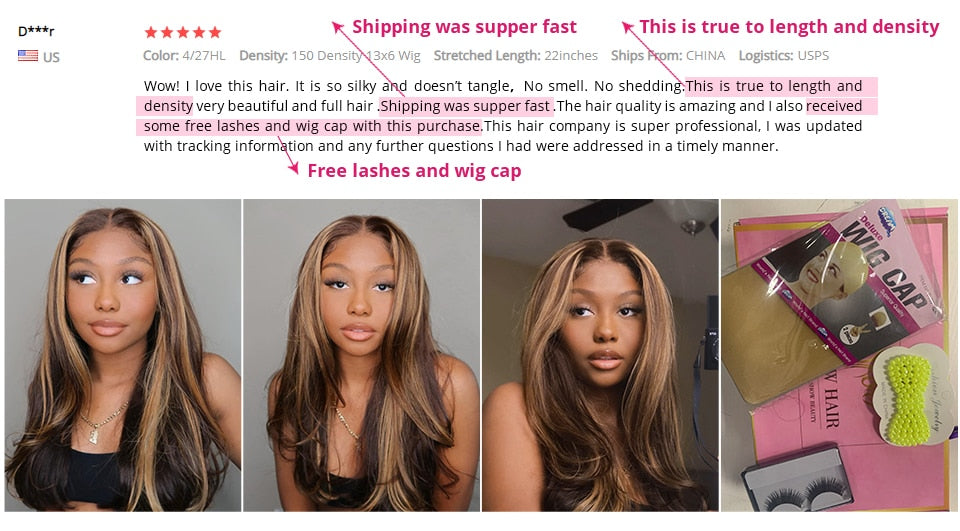 Ombre Straight Lace Front Highlight Human Hair Wig