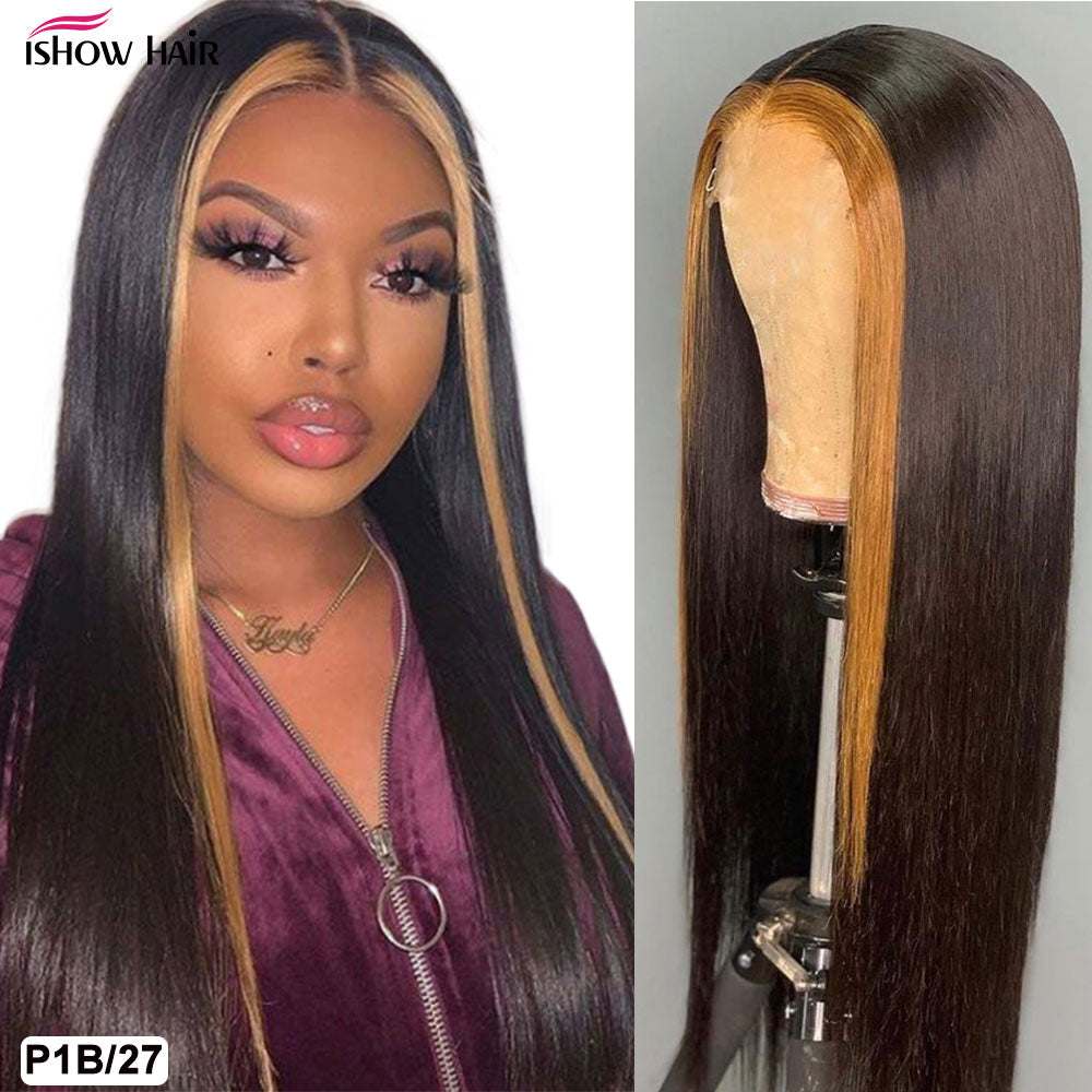 Ombre Straight Lace Front Highlight Human Hair Wig