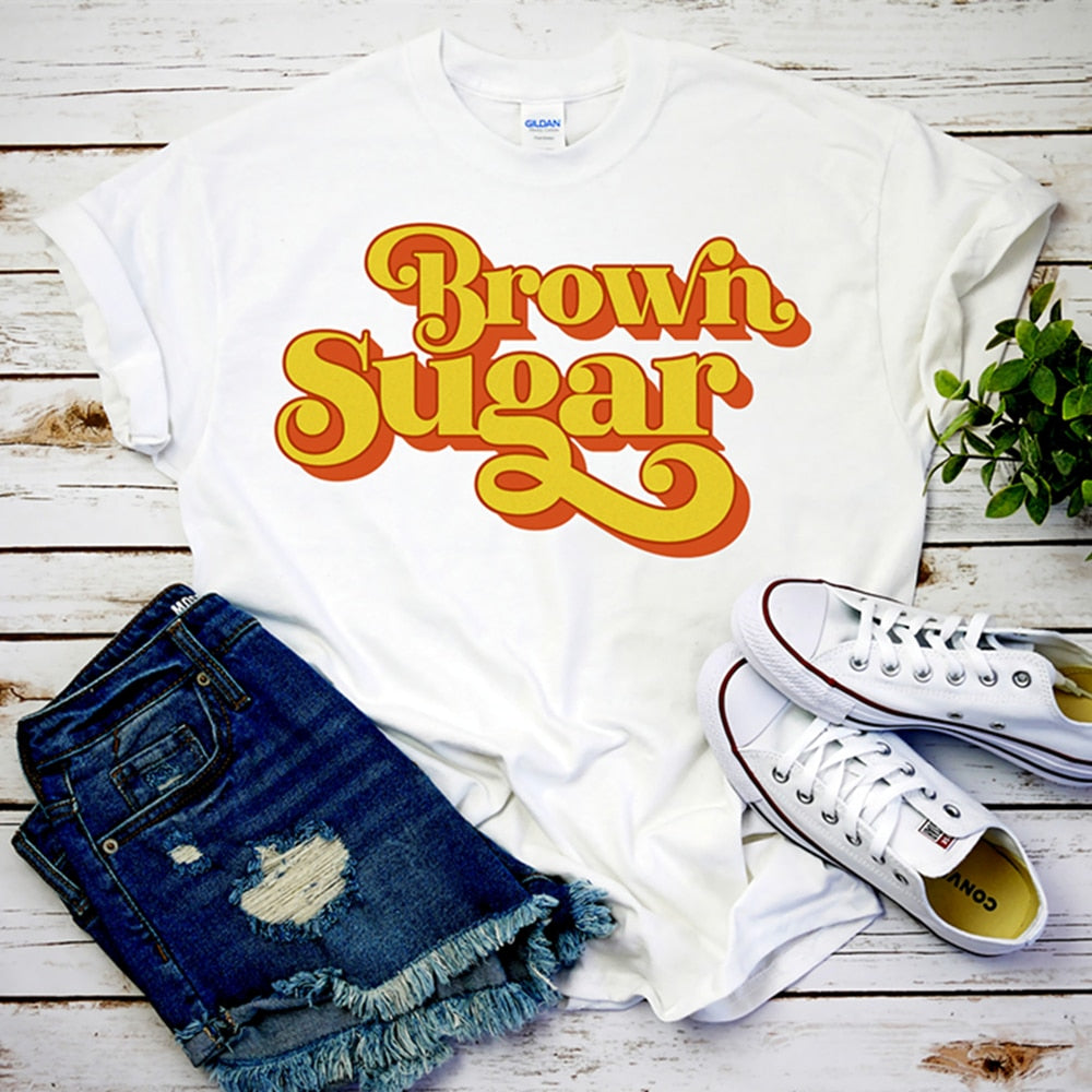 Women’s Brown Sugar Melanin Black Queen Shirt BLM Tees Vintage