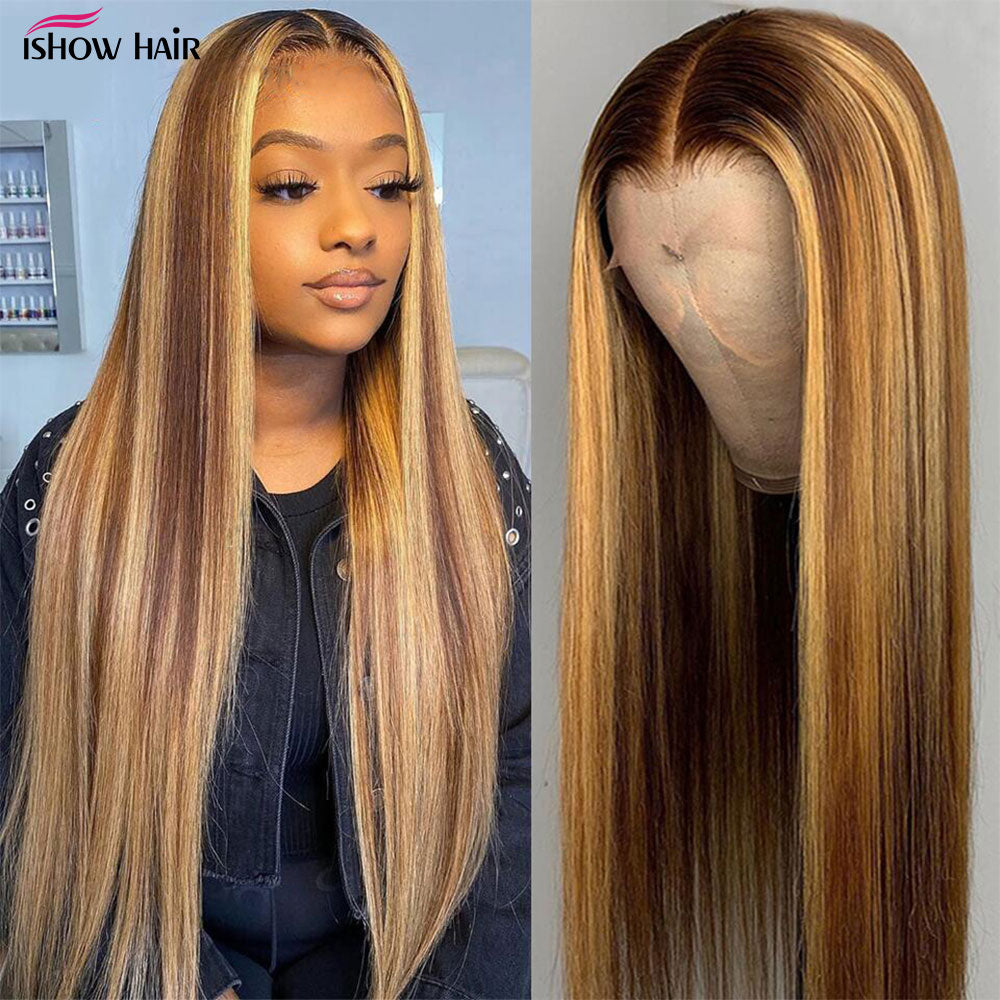 Ombre Straight Lace Front Highlight Human Hair Wig