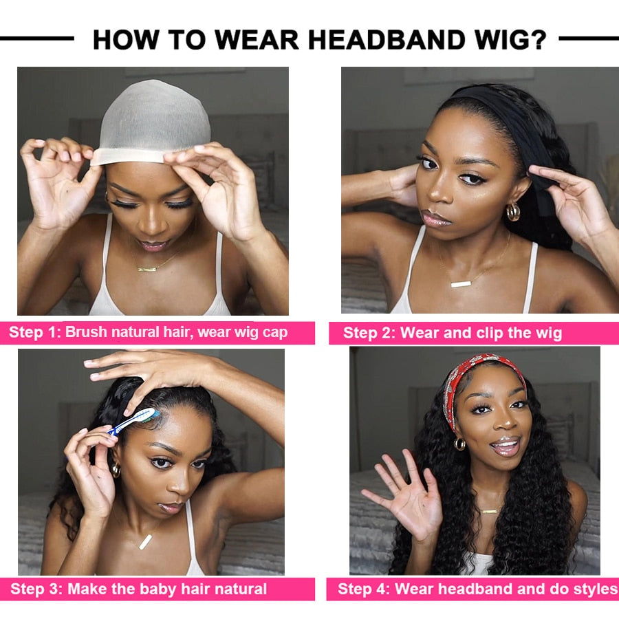 Glueless Human Hair Headband Wig